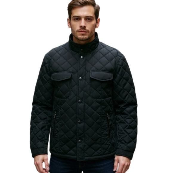 Pronto Uomo Black Quilted Roma Jacket Mens Size XL Coat Winter Full Zip Designer - Picture 1 of 13
